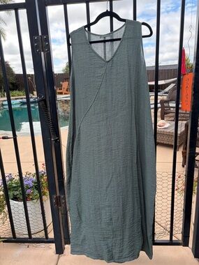 cut loose Sage Green Lightweight dresswith Subtle Texture